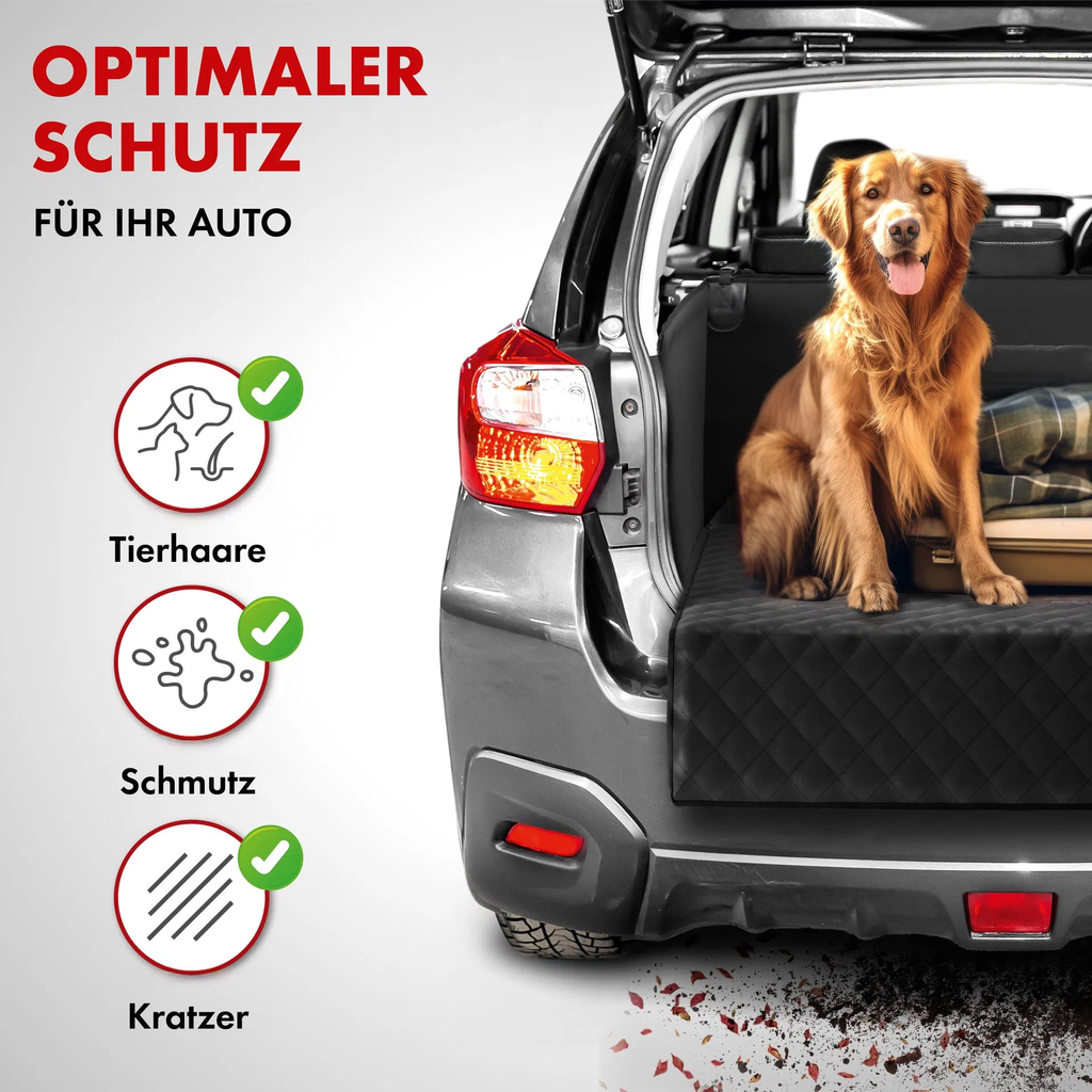Kofferraumdecke BELLO, Auto-Hundedecke, 3 in 1 Kofferraummatte mit Ladekantenschutz und Organizer schwarz